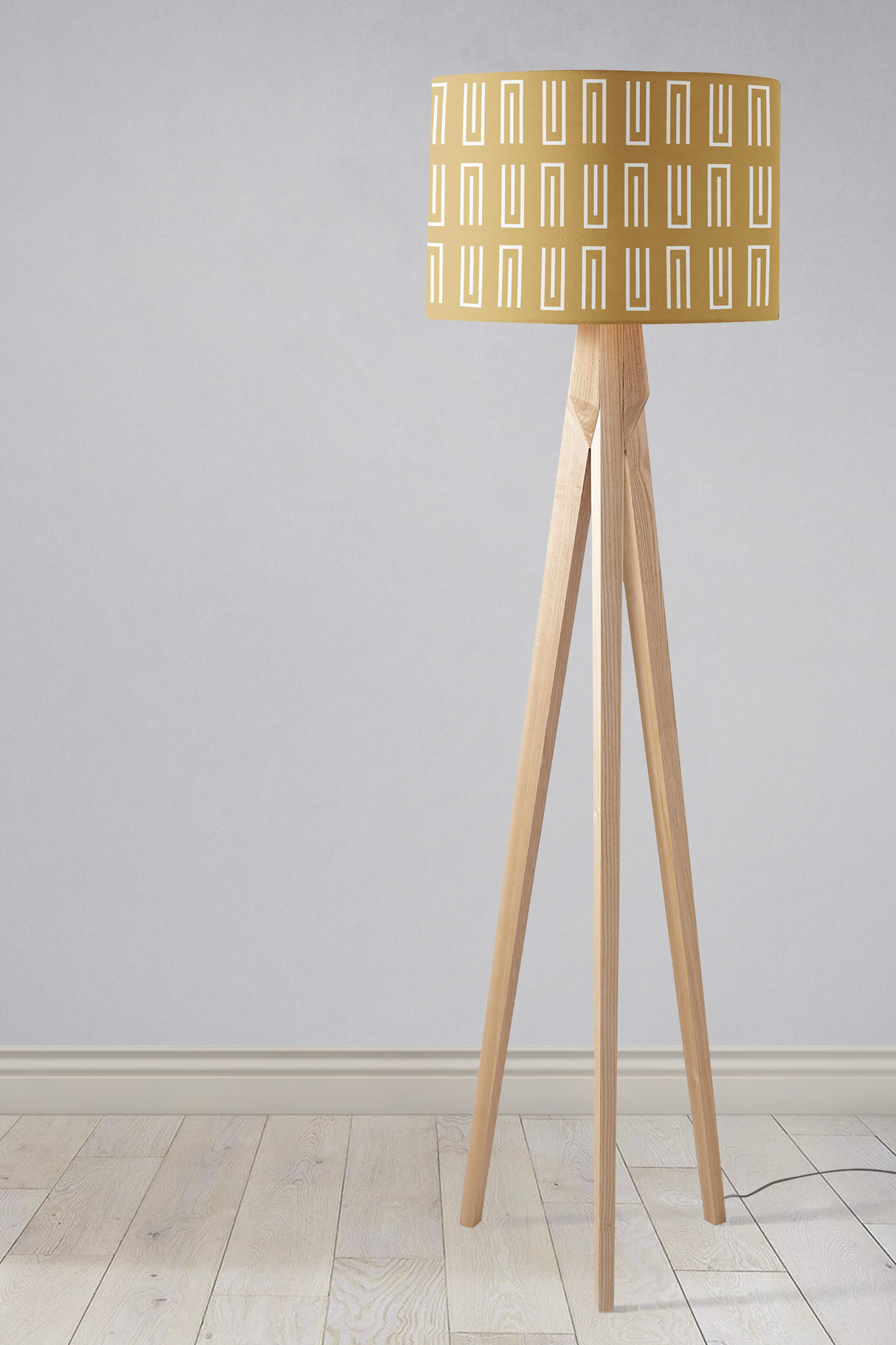 Shadowbright Gold and White Geometric Lampshade