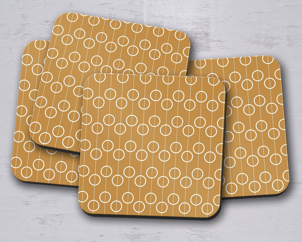 Shadowbright Gold Retro Geometric Circles Placemats, Set of 4/6