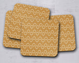 Shadowbright Gold Retro Geometric Circles Placemats, Set of 4/6