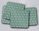 Shadowbright Green and Beige Geometric Design Coaster, Set of 4