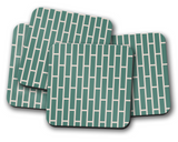 Shadowbright Green and Beige Geometric Design Coaster, Set of 4