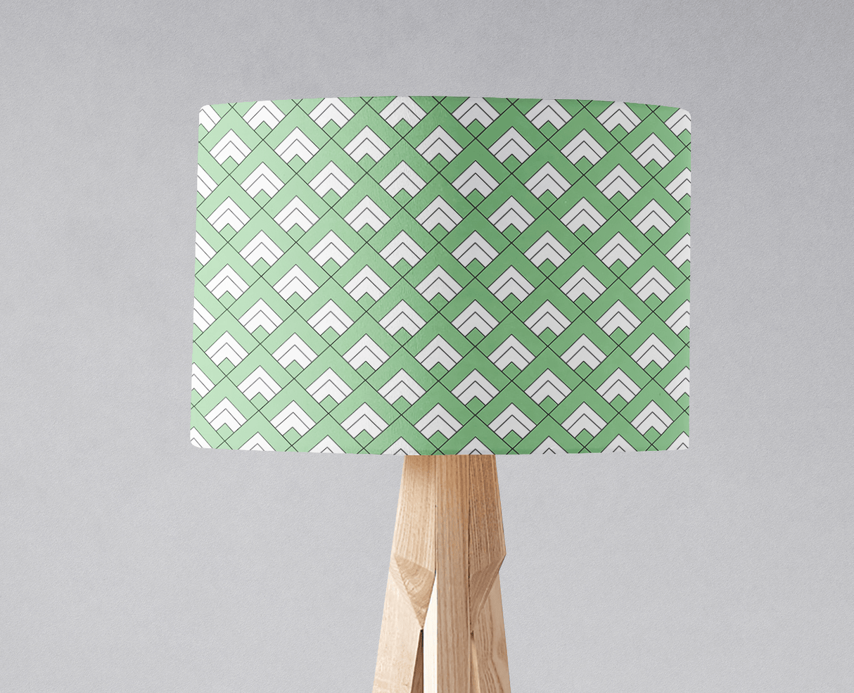 Shadowbright Light Green and White Geometric Tiles Design Lampshade