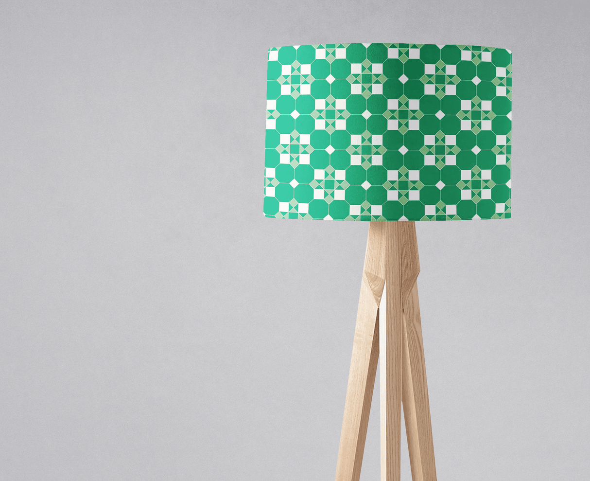 Shadowbright Green and White Geometric Tiles Design Lampshade