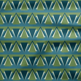Shadowbright Green and Blue Art Deco Geometric Drill Fabric -  100% Cotton