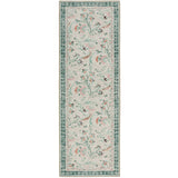 Eco-Washable Green Rug Floral Design