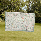 Eco-Washable Green Rug Floral Design