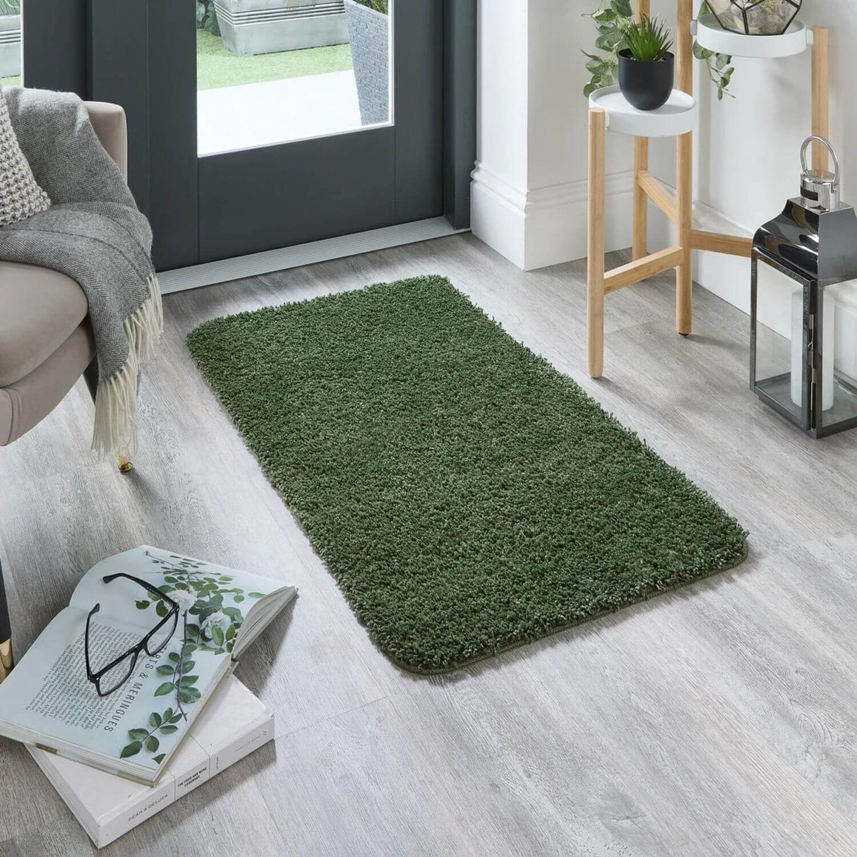 Washable Forest Green Shaggy Rug by The Rugs