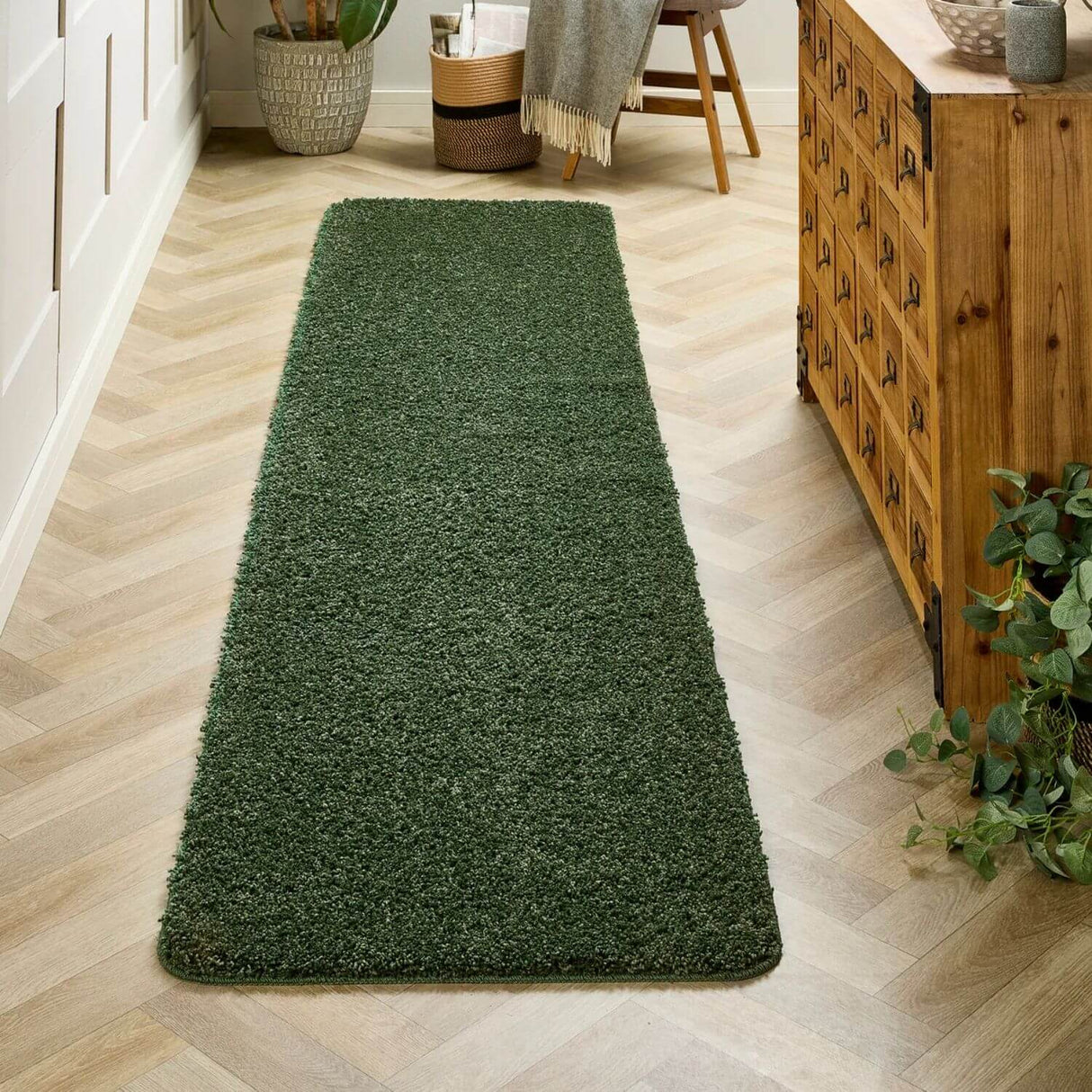 Washable Forest Green Shaggy Rug by The Rugs