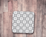 Shadowbright Grey and White Geometric Tiles Design Coasters, Table Decor Mat