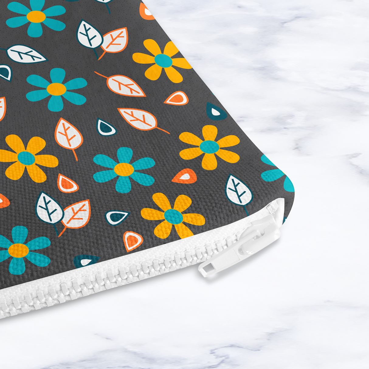 Shadowbright Grey/Turquoise Floral Makeup Bag - 24cm x 19cm