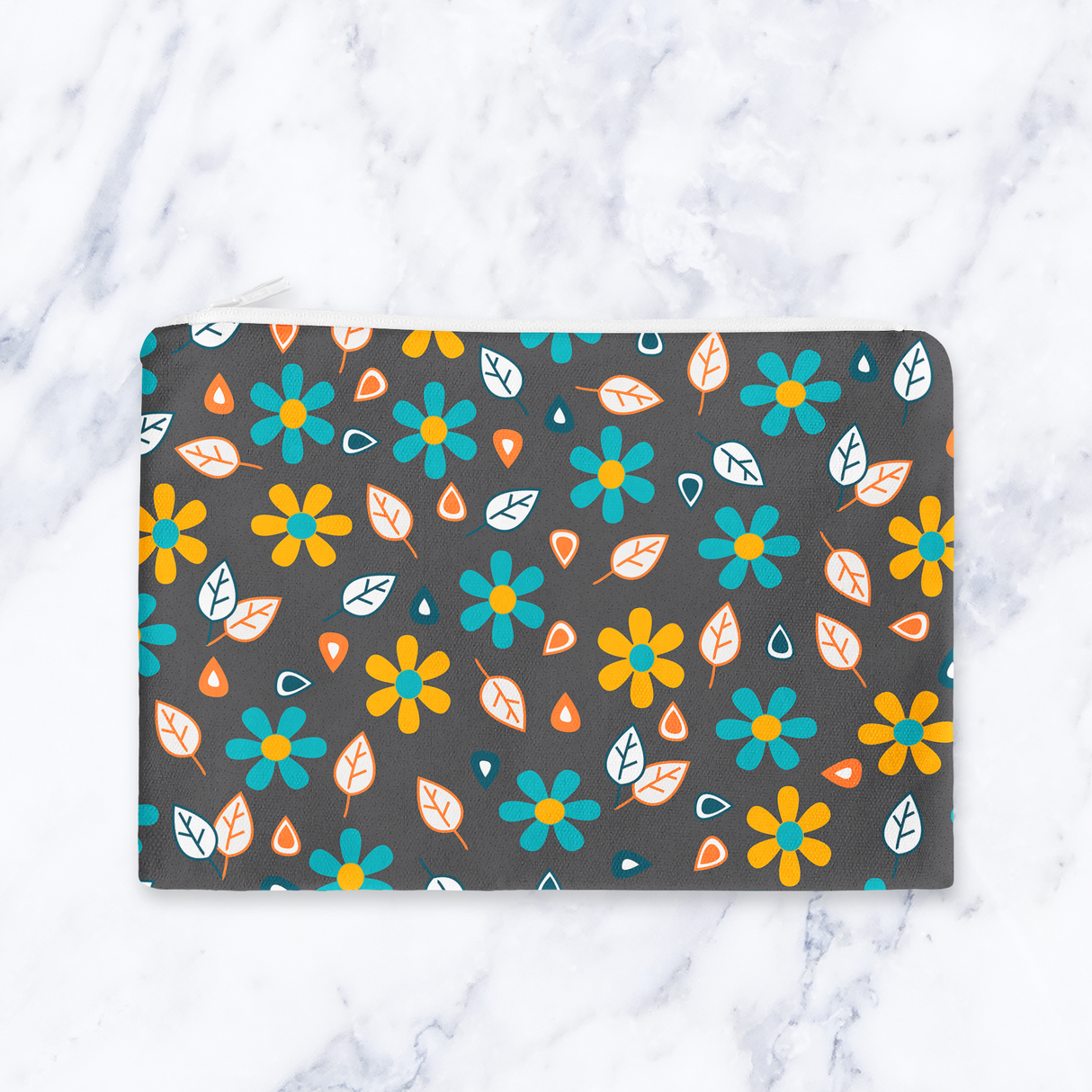 Shadowbright Grey/Turquoise Floral Makeup Bag - 24cm x 19cm
