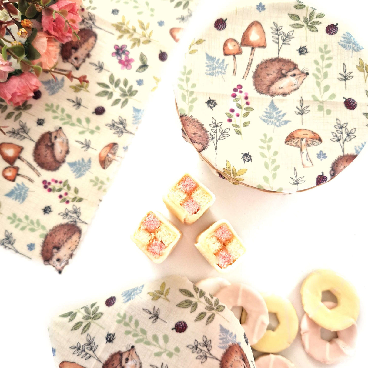 Honey Bee Good Hedgehogs Beeswax Wraps Set of 3 | Hedgehogs
