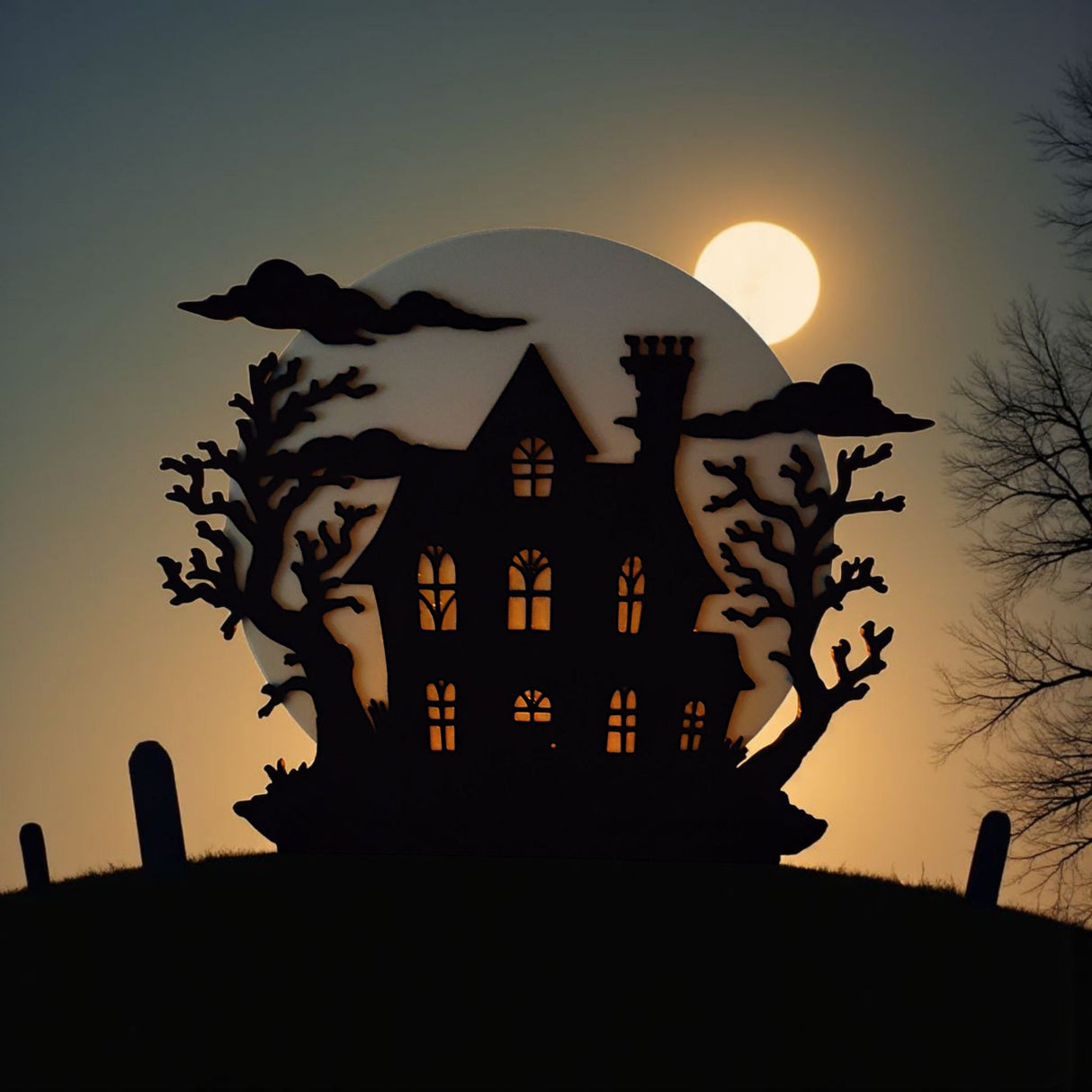 Filamora Studios Spooky Halloween Hill House LED Tealight Holder