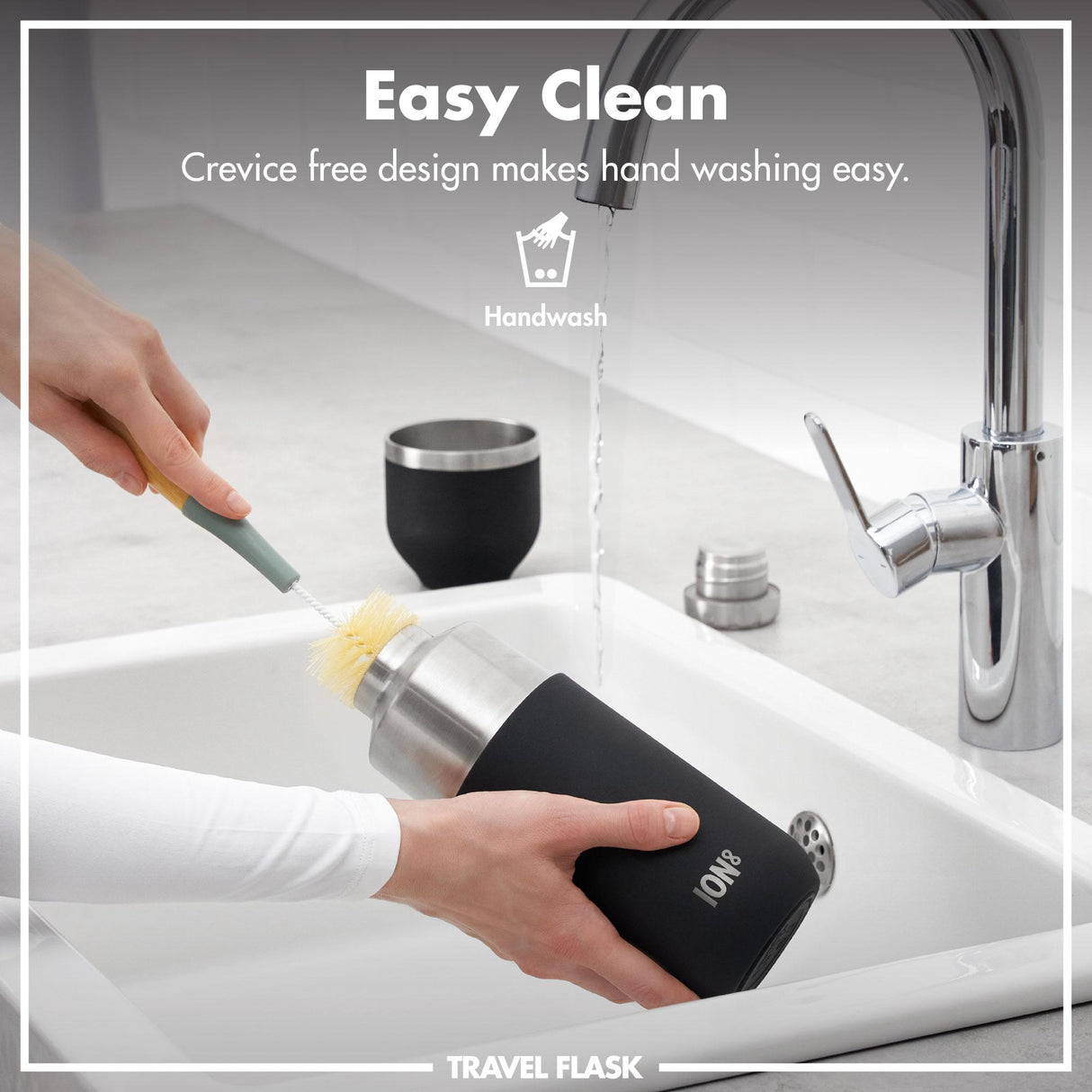 ION8 Luma Vacuum Insulated, Flask & Mug, Black, 700ml (24oz)