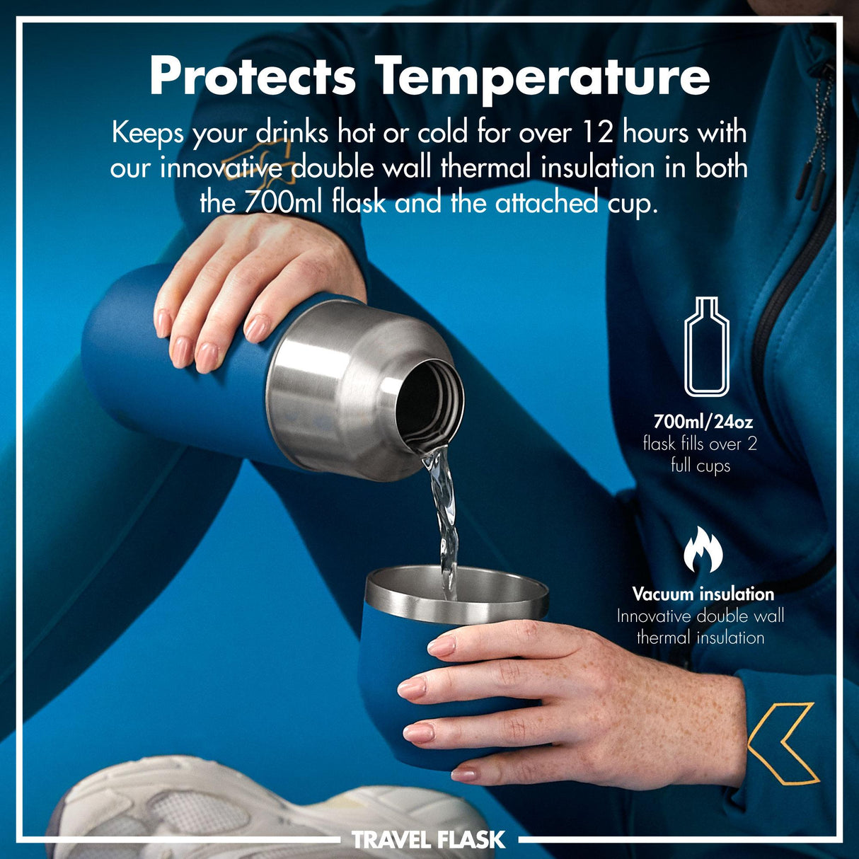 ION8 Luma Vacuum Insulated, Flask & Mug, Deep Teal, 700ml (24oz)