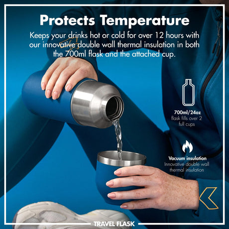 ION8 Luma Vacuum Insulated, Flask & Mug, Deep Teal, 700ml (24oz)