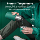 ION8 Luma Vacuum Insulated, Flask & Mug, Green, 700ml (24oz)