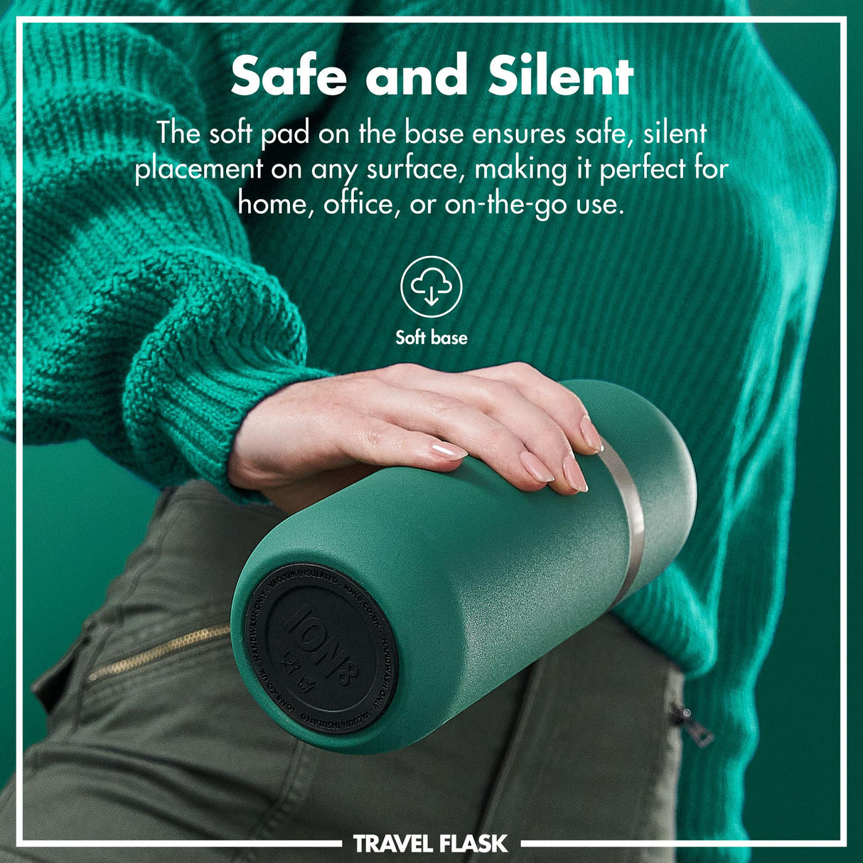 ION8 Luma Vacuum Insulated, Flask & Mug, Green, 700ml (24oz)