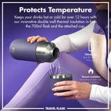 ION8 Luma Vacuum Insulated, Flask & Mug, Purple, 700ml (24oz)