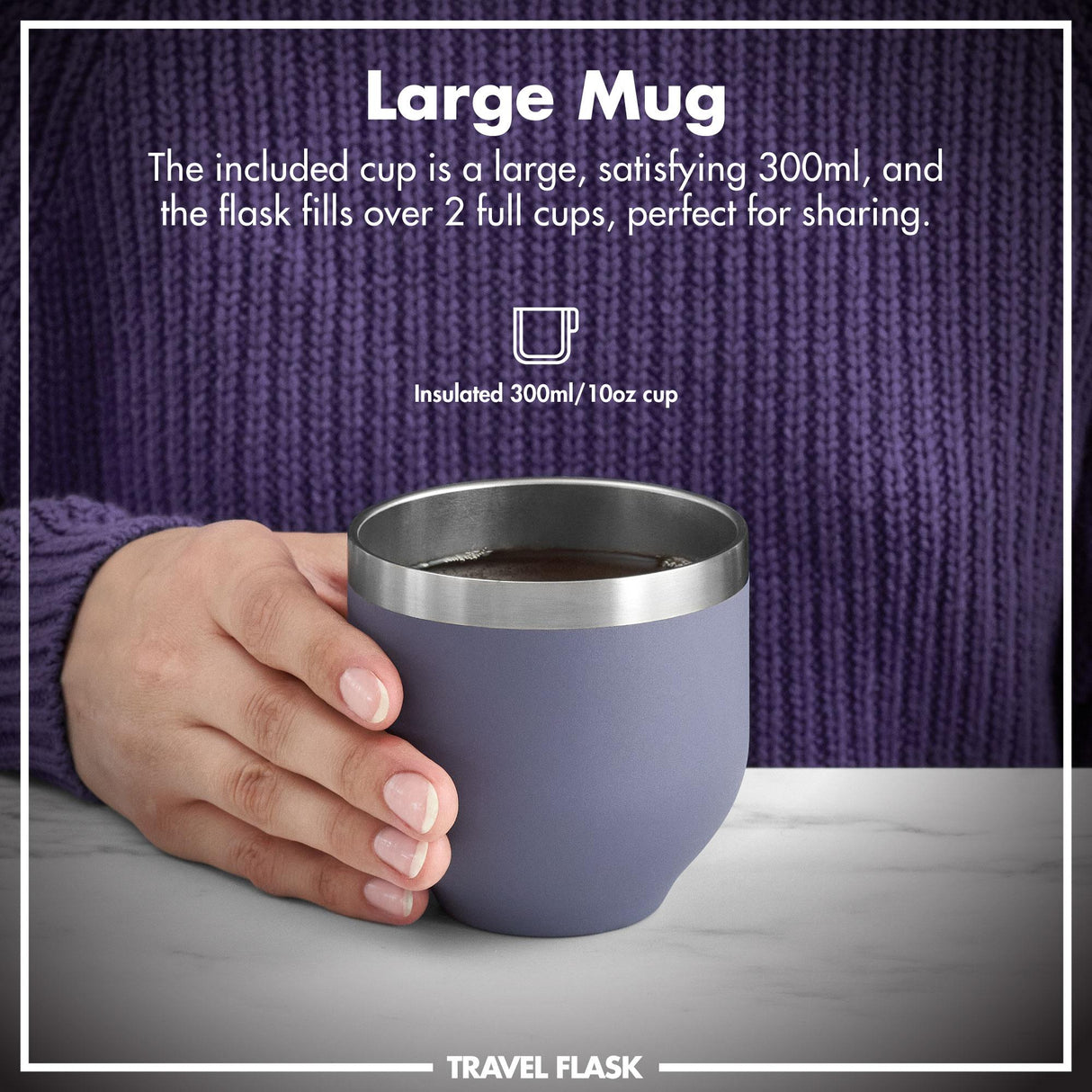 ION8 Luma Vacuum Insulated, Flask & Mug, Purple, 700ml (24oz)