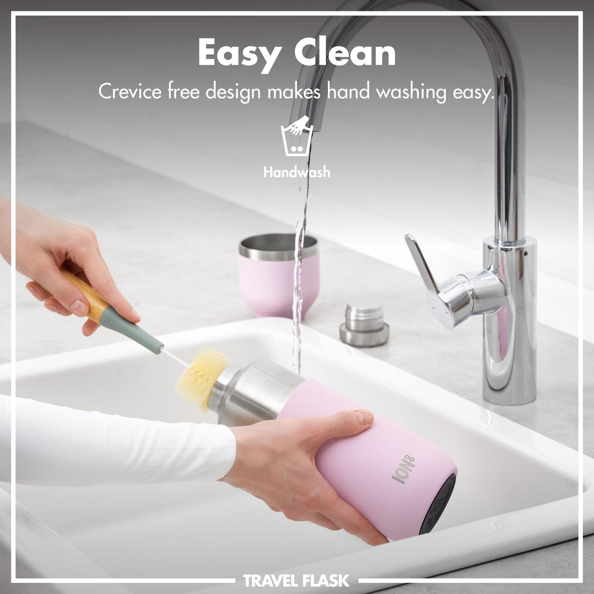 ION8 Luma Vacuum Insulated, Flask & Mug, Rose Quartz, 700ml (24oz)