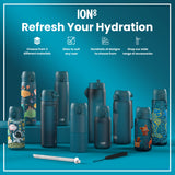 ION8 Leak Proof 1 Litre Water Bottle with Times to Drink, Recyclon, Teal & Blue, 1L