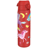 ION8 Leak Proof Slim Water Bottle, Stainless Steel, Red Unicorns, 600ml (20oz)