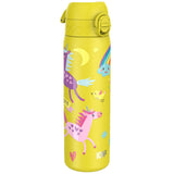 ION8 Leak Proof Slim Water Bottle, Stainless Steel, Yellow Unicorns, 600ml (20oz)