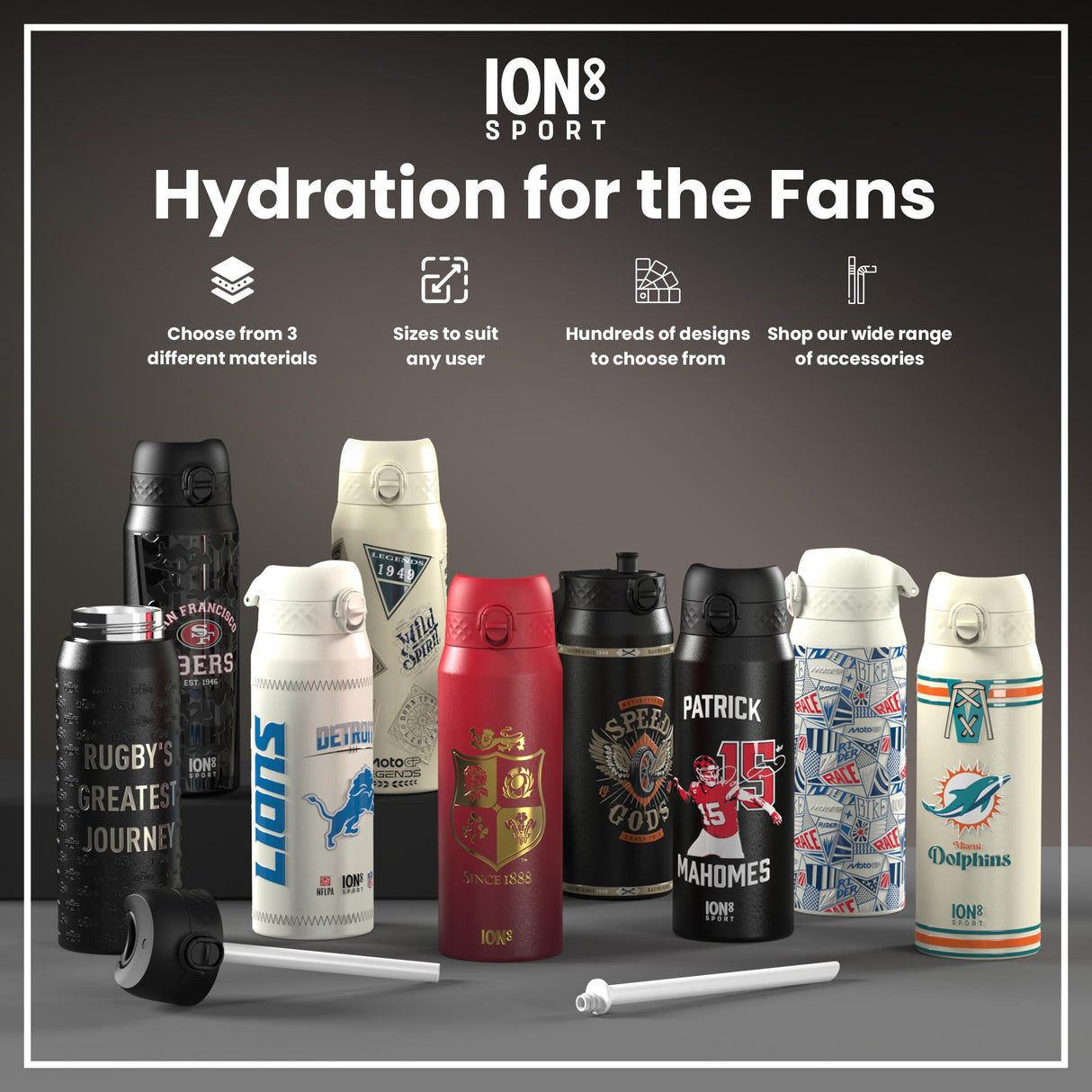 NFL x ION8 Insulated Steel Water Bottle, NFL Broncos, 750ml (24oz)