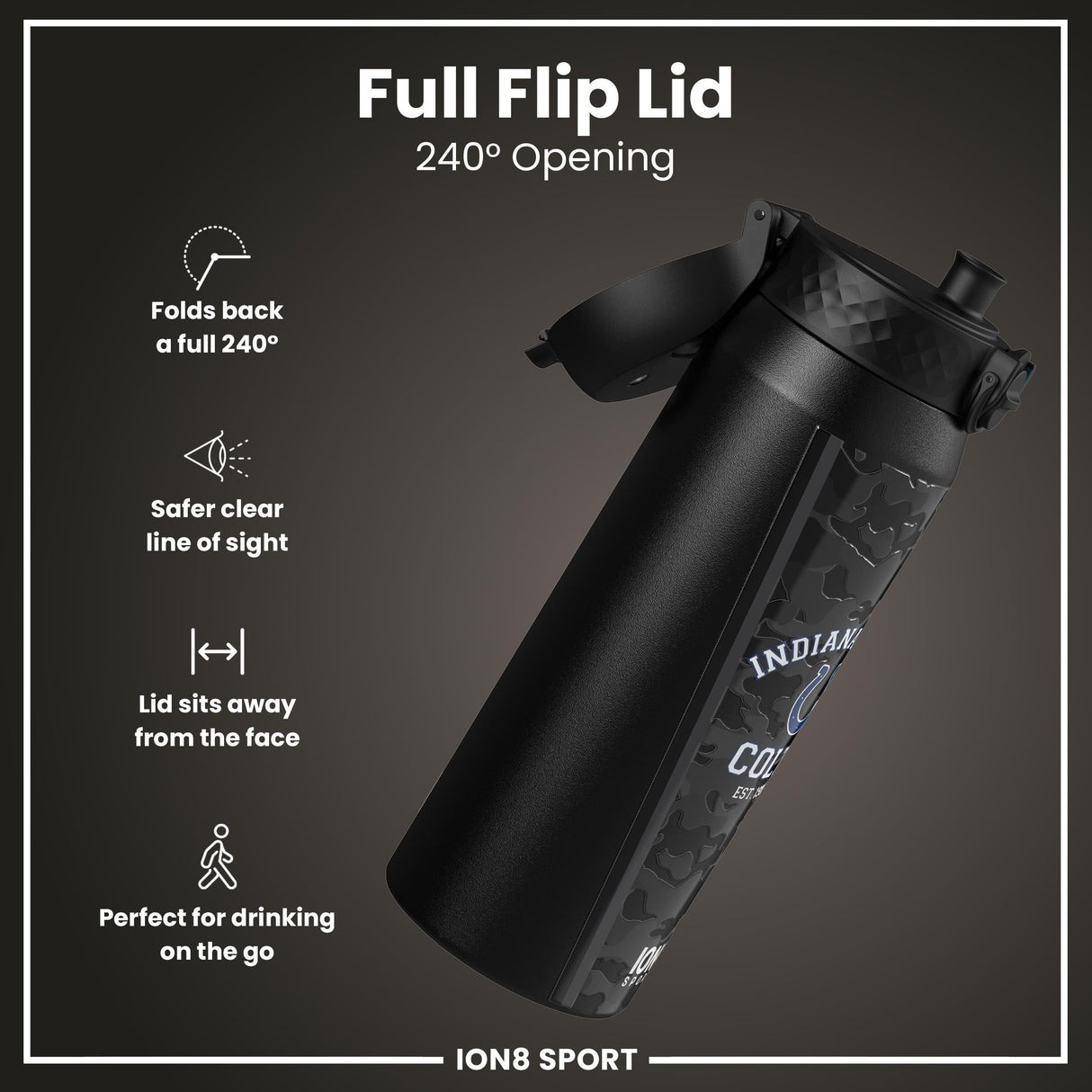 NFL x ION8 Insulated Steel Water Bottle, NFL Colts, 750ml (24oz)