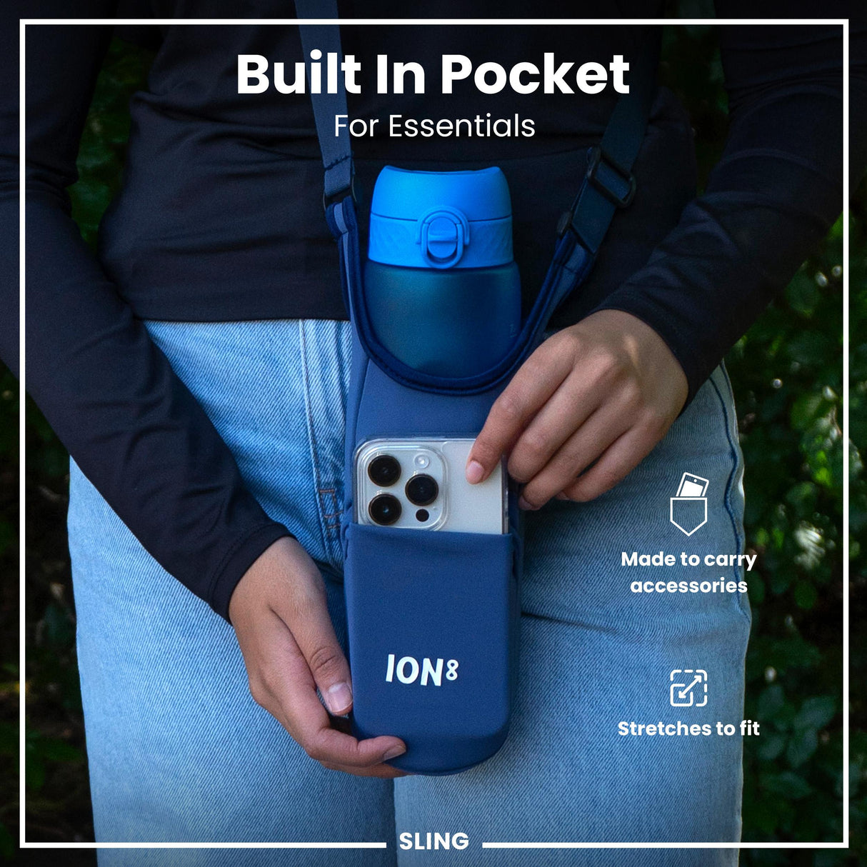 ION8 Lightweight, Sling Bottle Bag, Navy