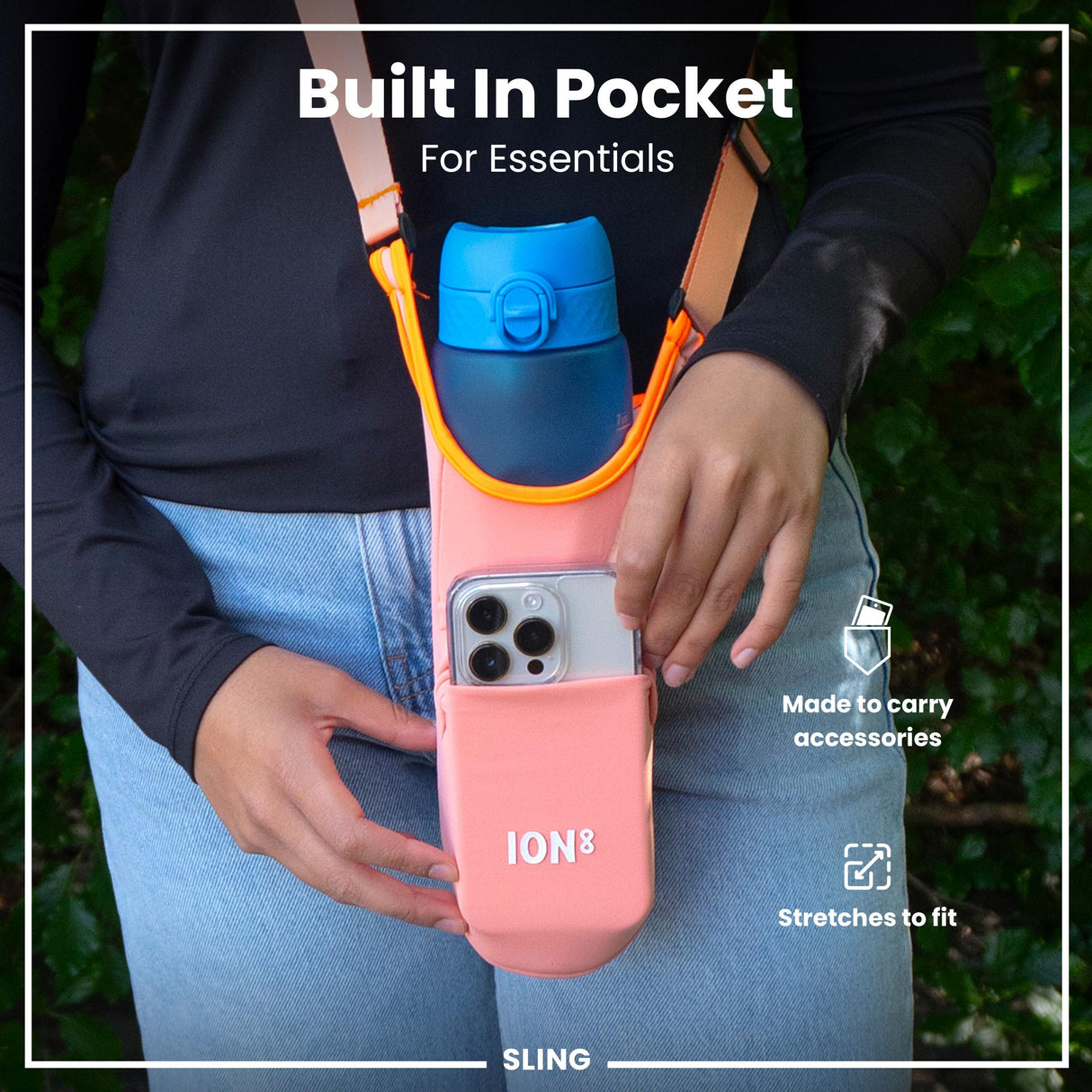 ION8 Lightweight, Sling Bottle Bag, Coral