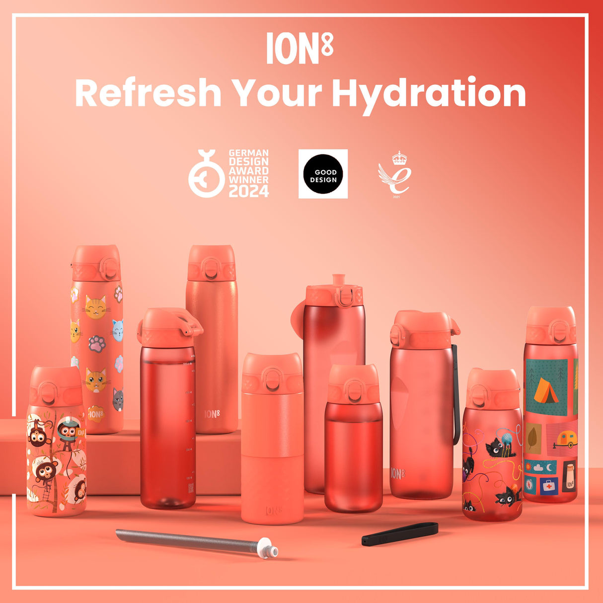 ION8 Lightweight, Sling Bottle Bag, Coral