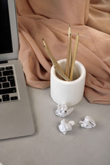 Gloria Home White Concrete Pen & Pencil Holder