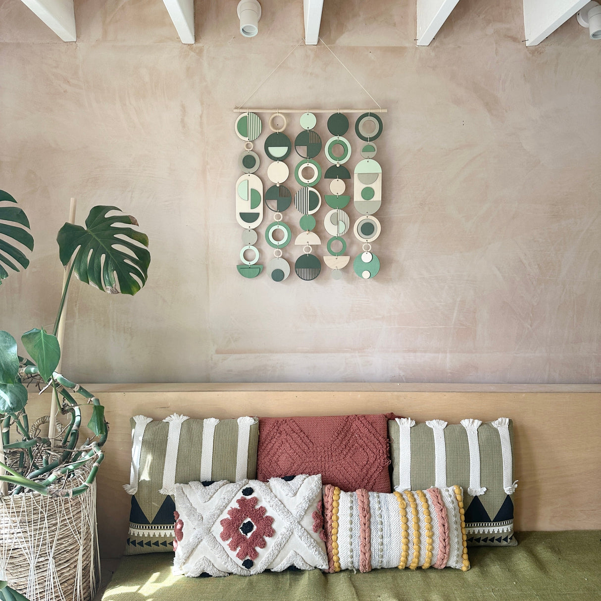 Green Modern Wall Art | Large Tapestry Centrepiece for Contemporary Decor