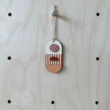Warm Tones Small Geometric Wall Hanging – Mini Mid‑Century Wooden Art