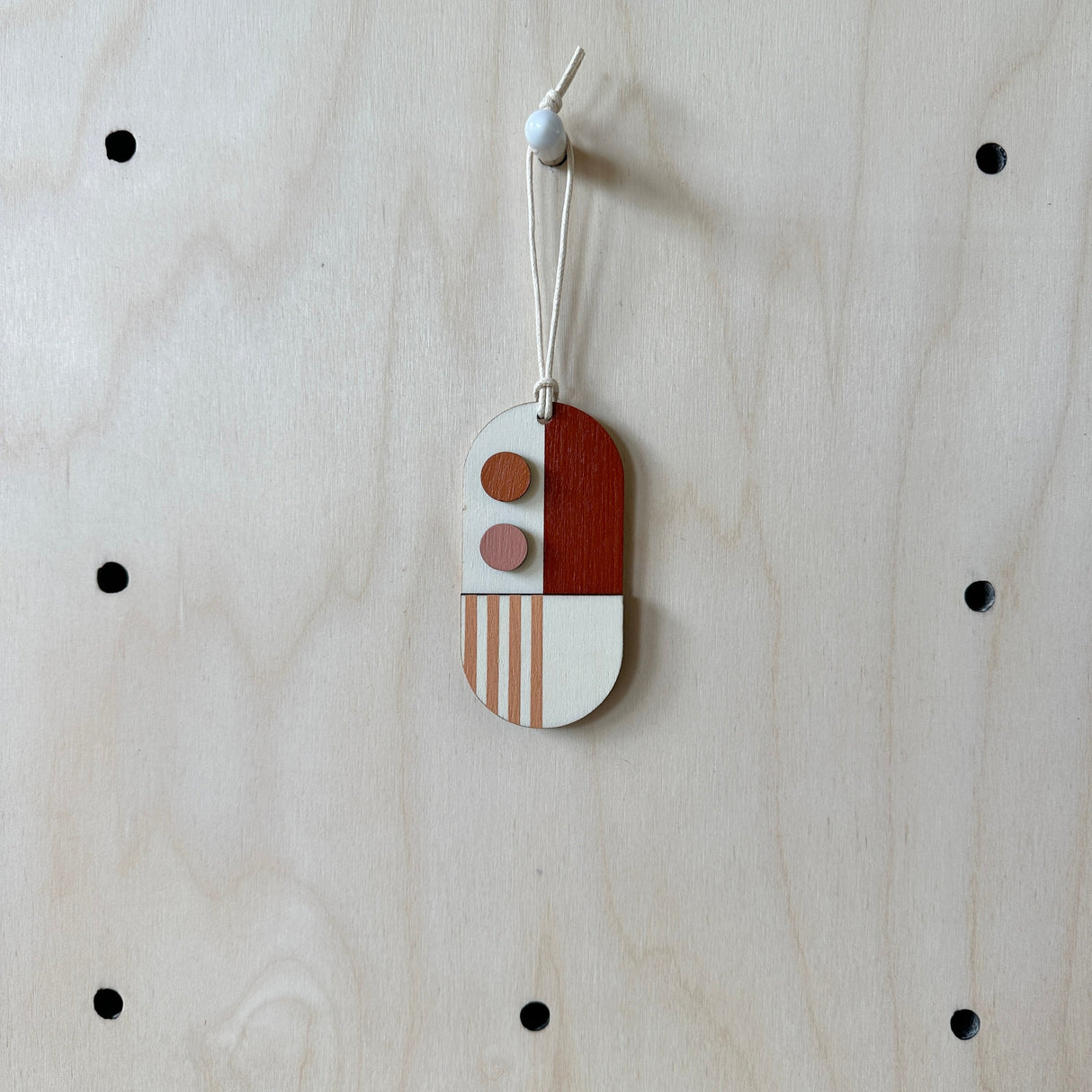 Warm Tones Small Geometric Wall Hanging – Mini Mid‑Century Wooden Art