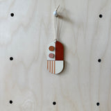Warm Tones Small Geometric Wall Hanging – Mini Mid‑Century Wooden Art