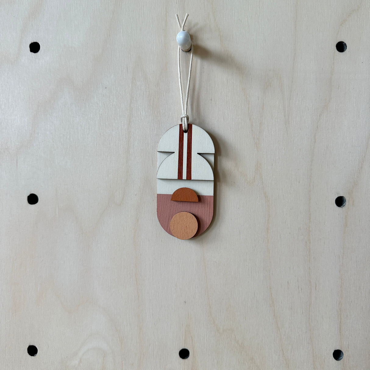 Warm Tones Small Geometric Wall Hanging – Mini Mid‑Century Wooden Art