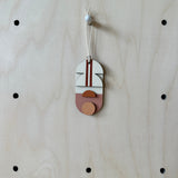 Warm Tones Small Geometric Wall Hanging – Mini Mid‑Century Wooden Art