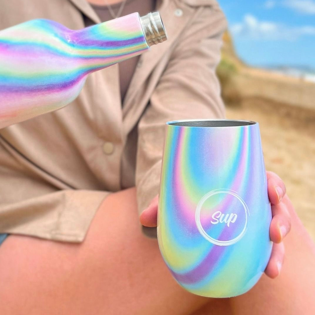 Sup drinkware Insulated Wine Bottle & Tumbler Gift Set Holographic