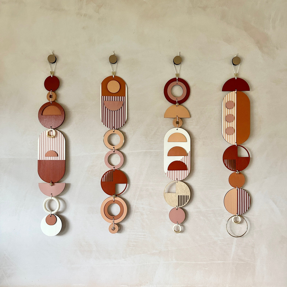 Warm Tones Geometric Wall Hangings – Luxury Mid‑Century Wood Art