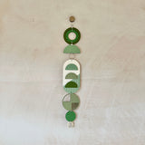 Green Geometric Wall Hanging | Mid‑Century Slim Wall Tapestry