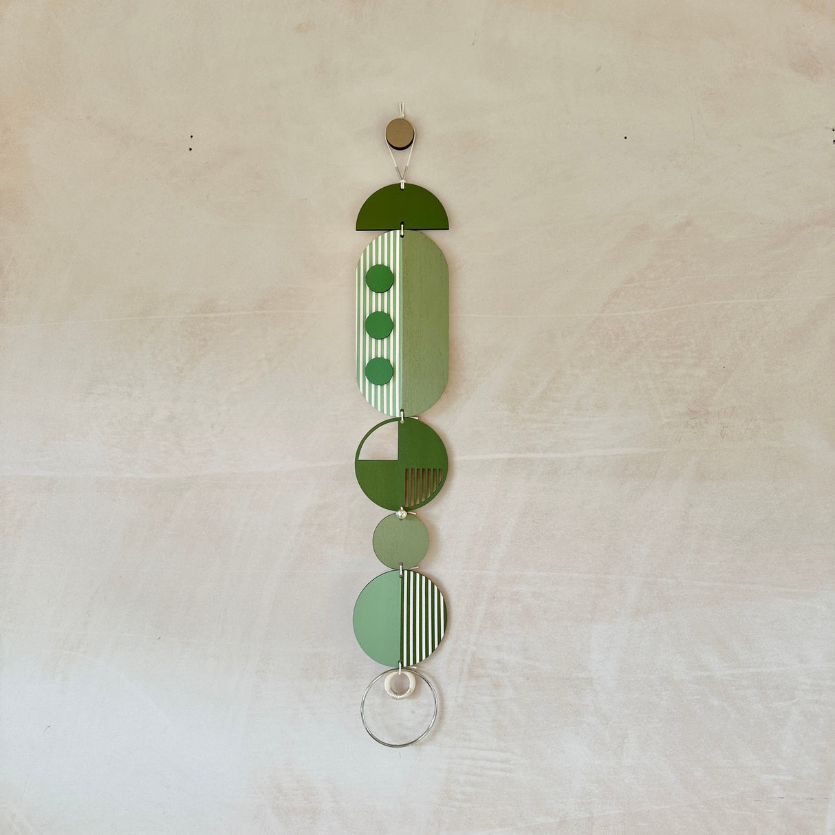 Green Geometric Wall Hanging | Mid‑Century Slim Wall Tapestry