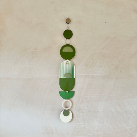 Green Geometric Wall Hanging | Mid‑Century Slim Wall Tapestry