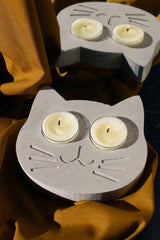 Gloria Home Concrete Cat Face Tealight Holder