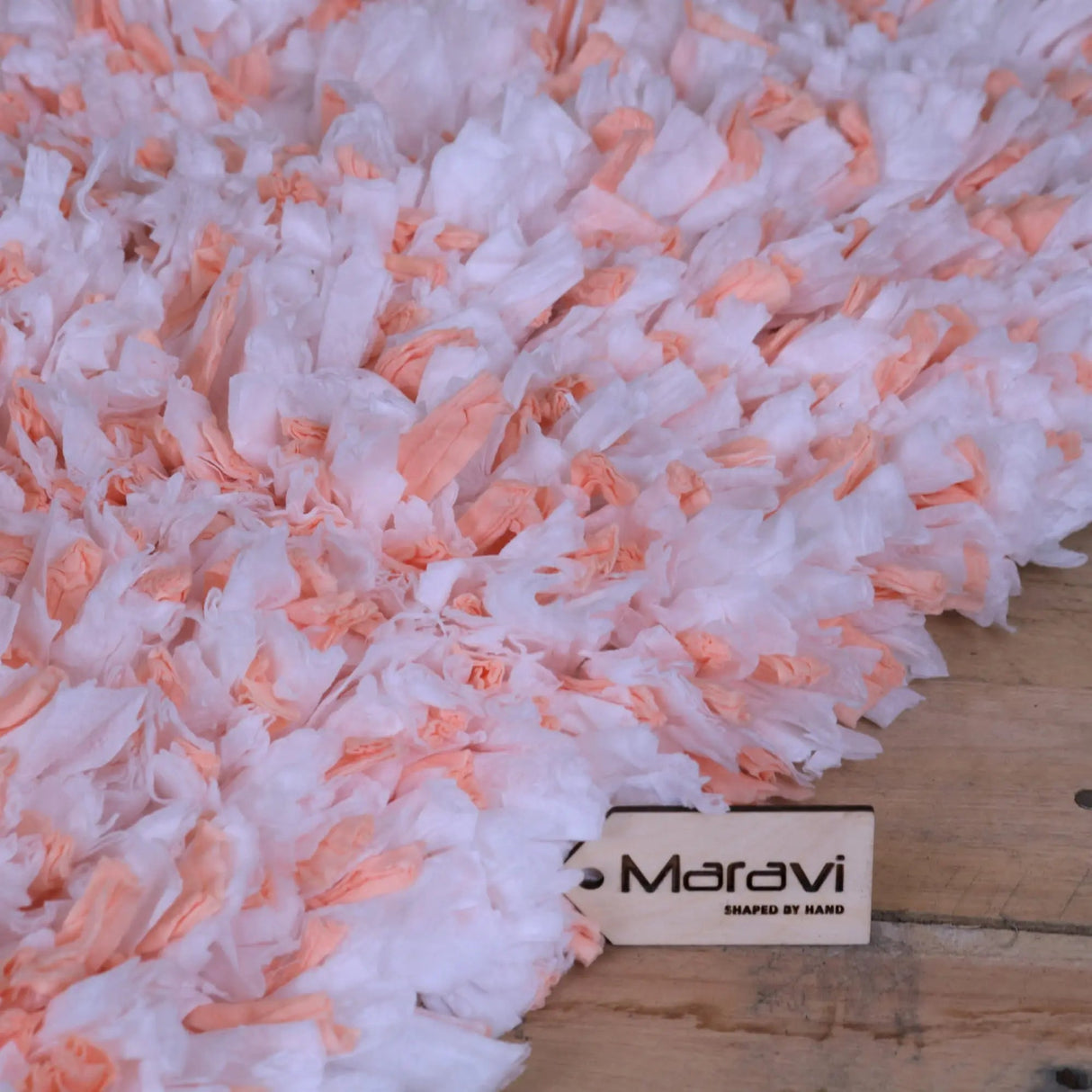 The Rugs Varam Fluffy Recycled Rug White Orange - 60x90cm