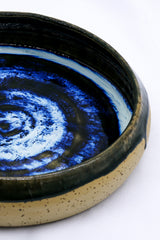 10 inch Abyssal Aegean Spiral Handmade Spotted Stoneware Large Ceramic Plate