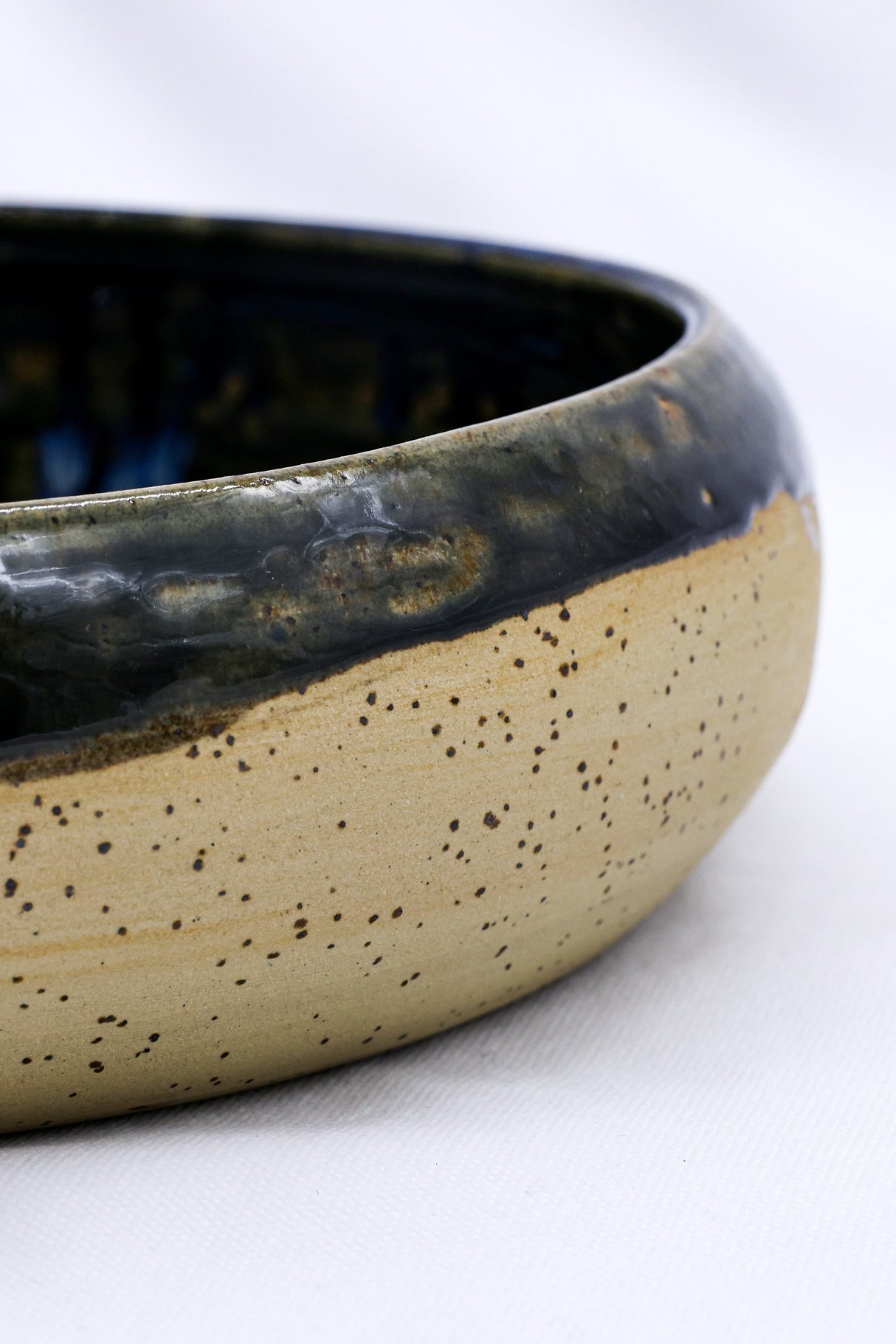 10 inch Aegean Depths Collection Handmade Spotted Stoneware Large Ceramic Plate