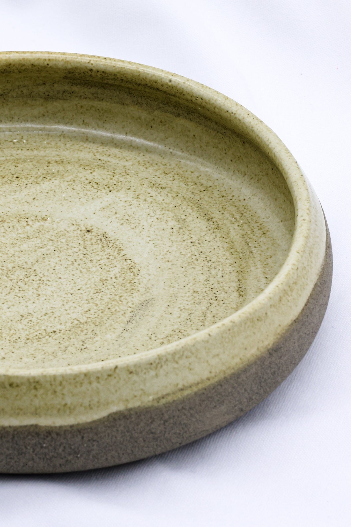 10 inch Olive Sandstone Calm Handmade Smokey Grey Stoneware Large Ceramic Plate